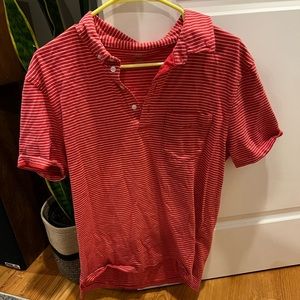 J Crew Cotton Polo Red and White Medium